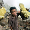 jezsik > A miner hauls sulfur rock from the bottom of Ijin volcano.